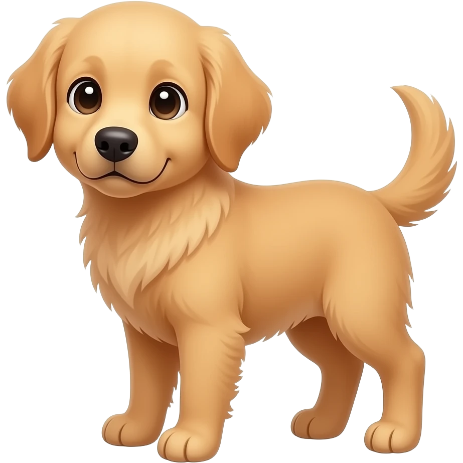 cute 1 year old golden retriever with big cute eyes that is very tall and has thin legs in emoji style emoji