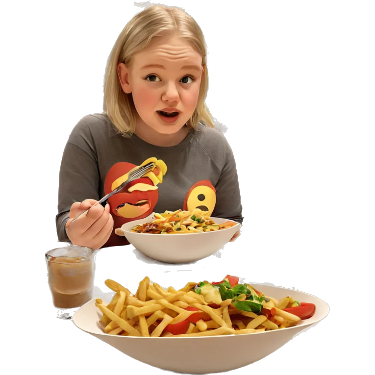 girl enjoying meal indoors emoji