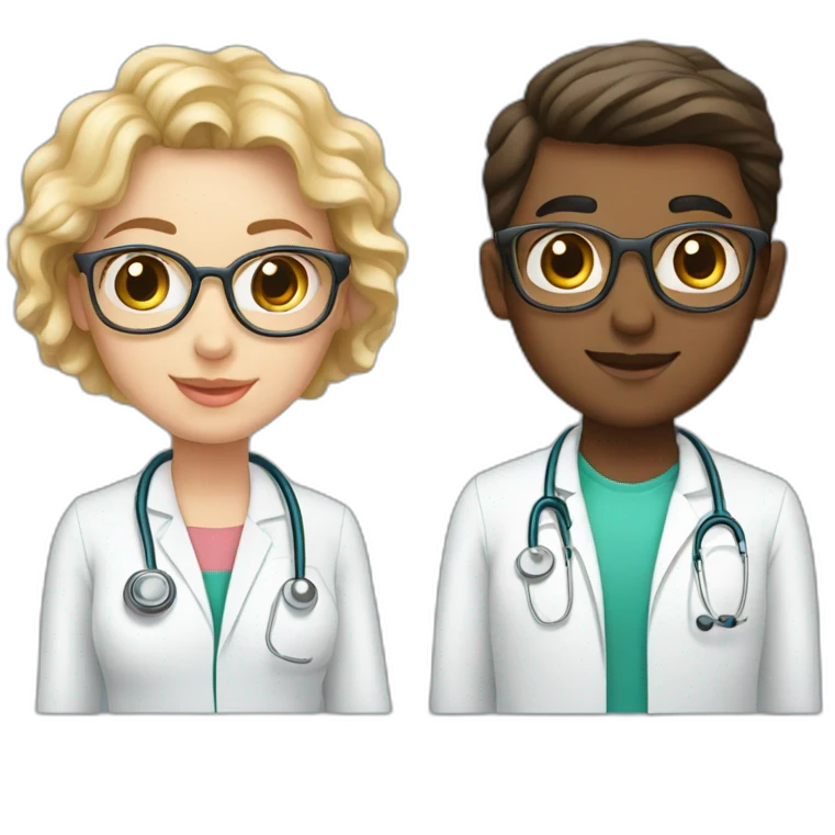 Young Neurologist and gynecologist in love emoji