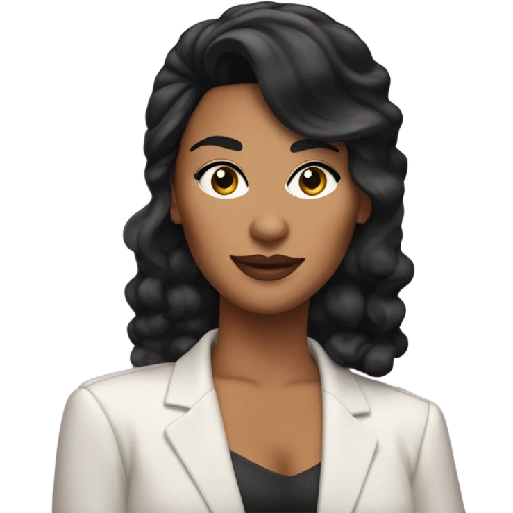 Tanned woman with black hair dressed in 1990s r&b hair, makeup, and attire  emoji