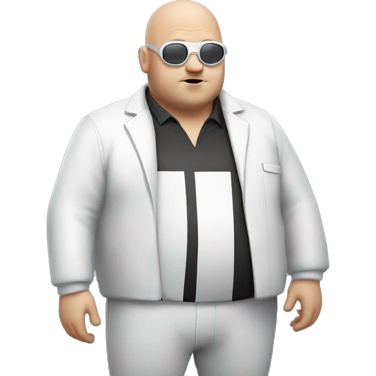 chubby bald man with goggles and white jacket  emoji