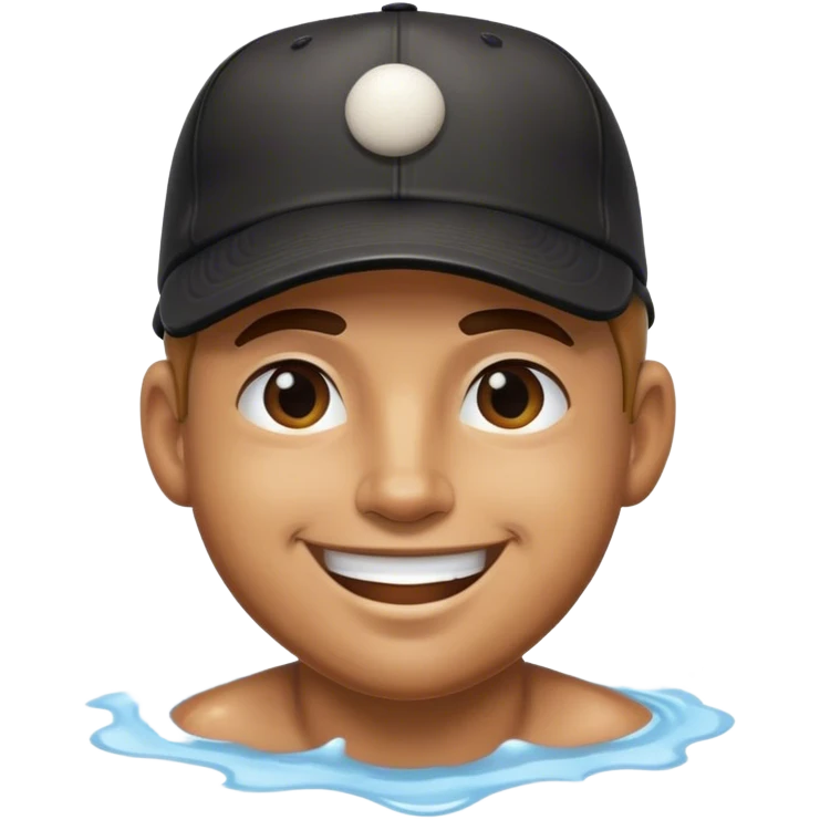 Soaking wet Man wearing black baseball hat emoji