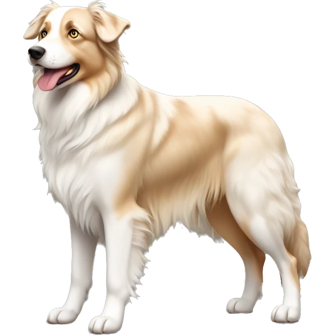 a full body, tan, cream, white Australian Shepard emoji
