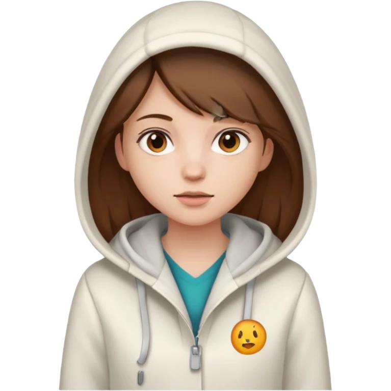 Girl, White Coat with Hoodie  emoji