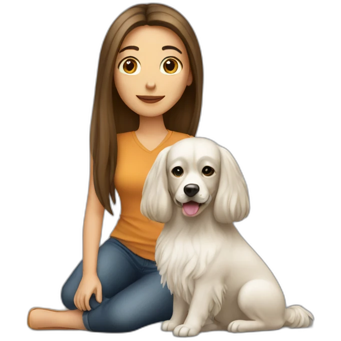 Woman-long-hair-with-your-dog emoji