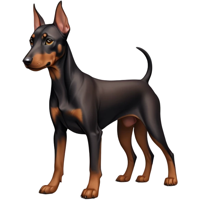 cinematic-noble-doberman puppy-full body-emoji on all fours,-poised-and-regal,-with-a-strong,-athletic-build-and-a-lustrous,-well-groomed-black and tan fur,-deep-set-soulful-brown-eyes,-simplified-yet-sharp-and-sophisticated-features,-highly-detailed, emoji