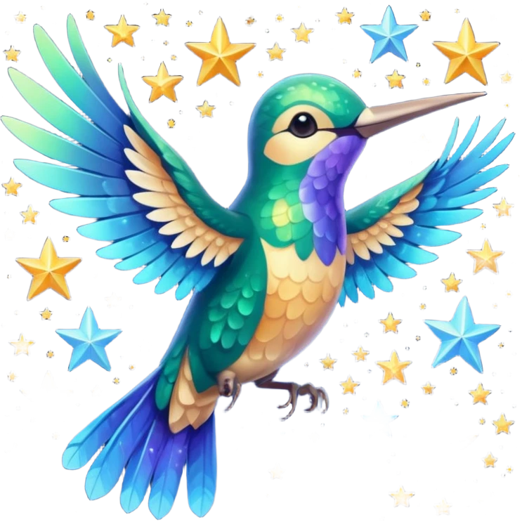 Colibrí with stars emoji