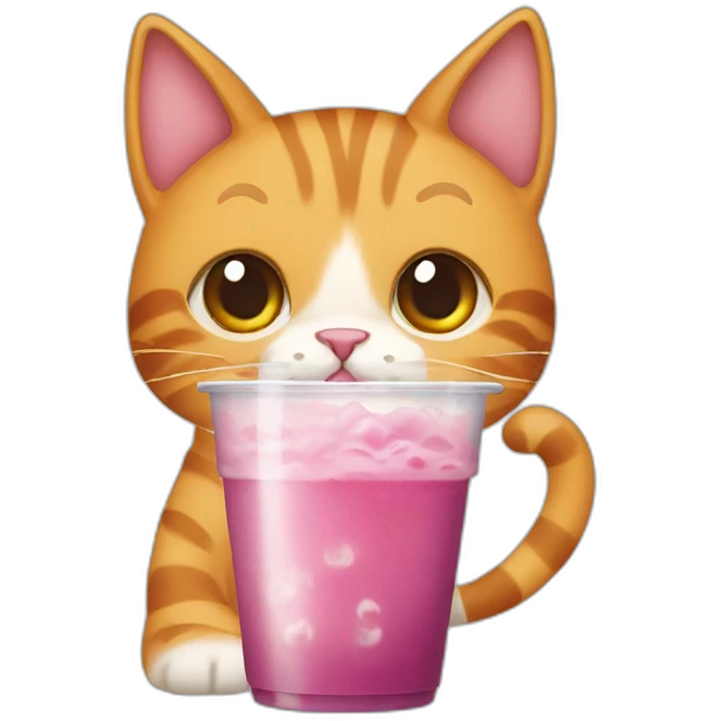 cat is drinking bubble tea emoji