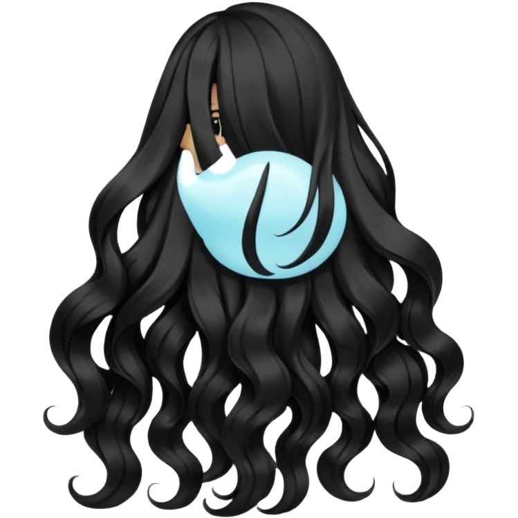 back view of long black voluminous hair emoji