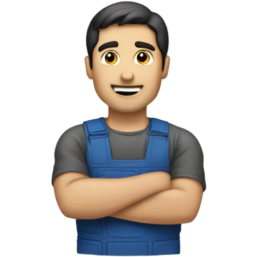 Dark haired man building an above ground po emoji