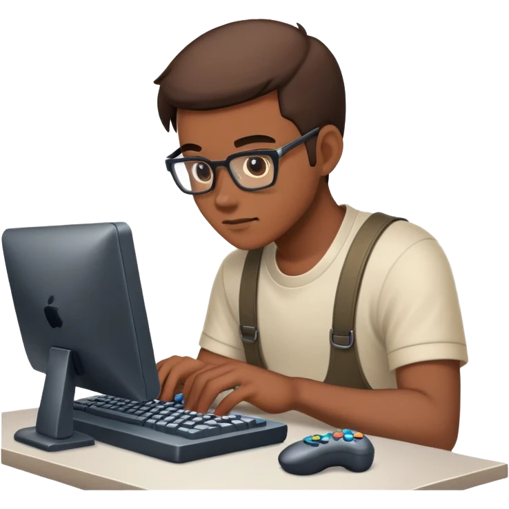 Мужчина программист играет в компьютер emoji