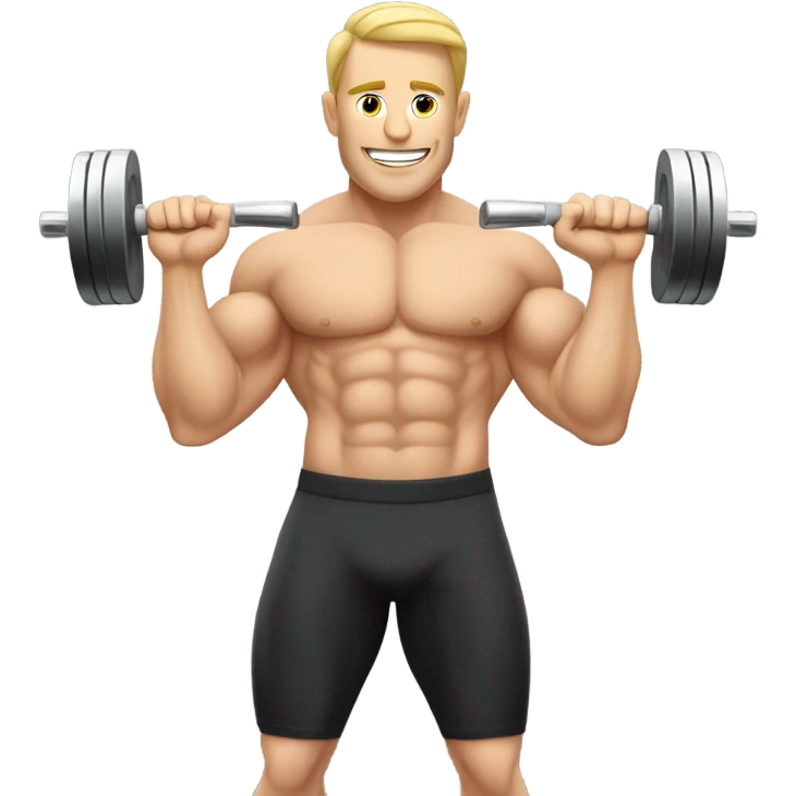 Muscular white man lifting weights in a gym emoji