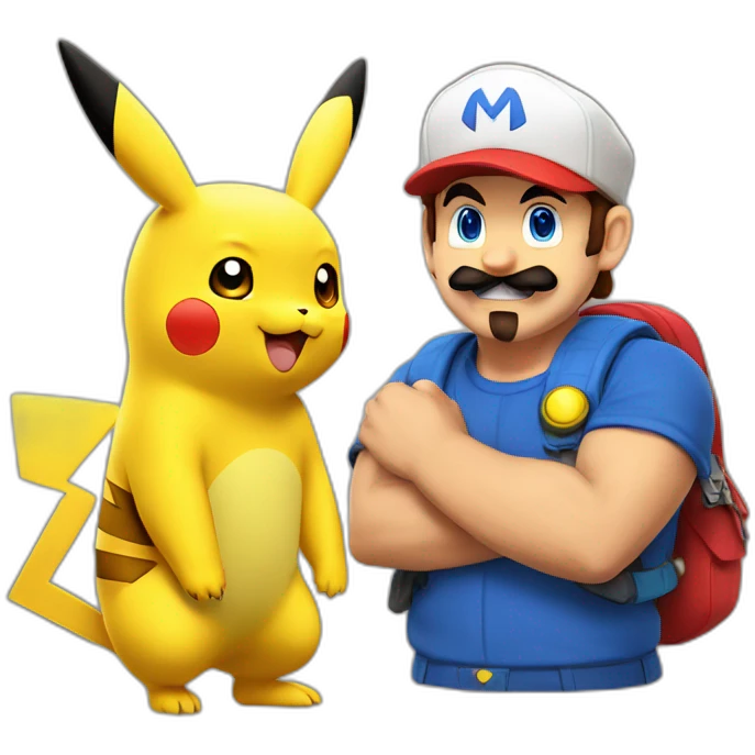 Pikachu with mario emoji