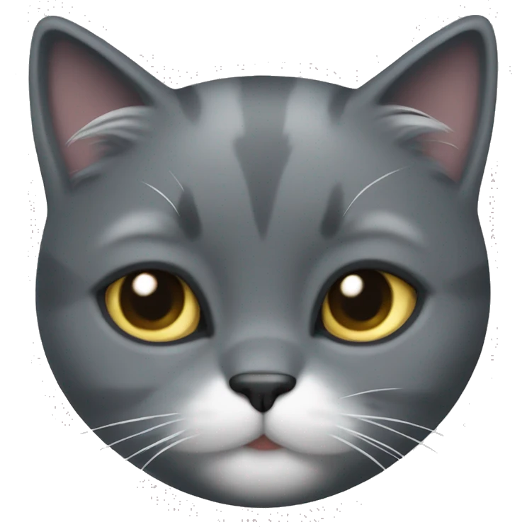 Puffy dark gray cat with white fur on chest emoji