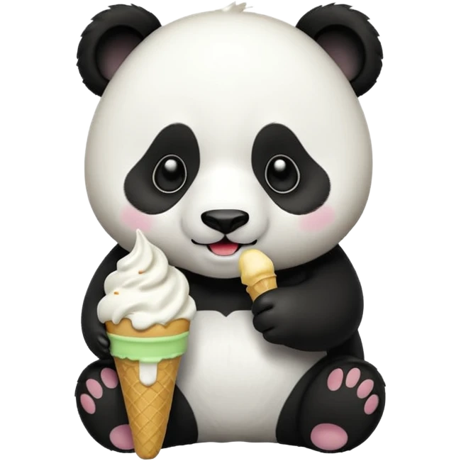 Panda eating ice cream emoji