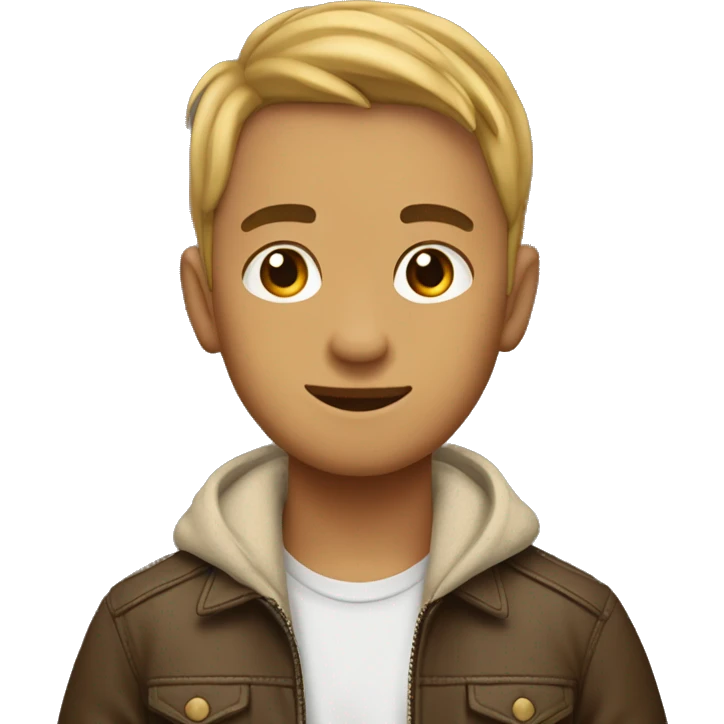 chico con pelo chino y chamarra de piel emoji