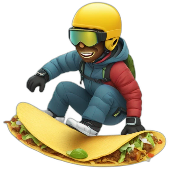 snowboarding while eating a taco emoji