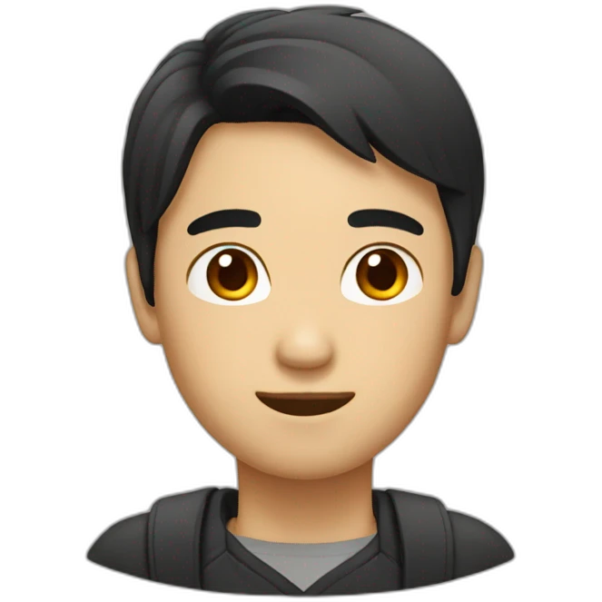 Asian Man black hair coding emoji