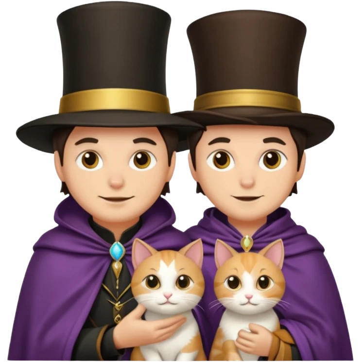 magician couple and their pet cat emoji
