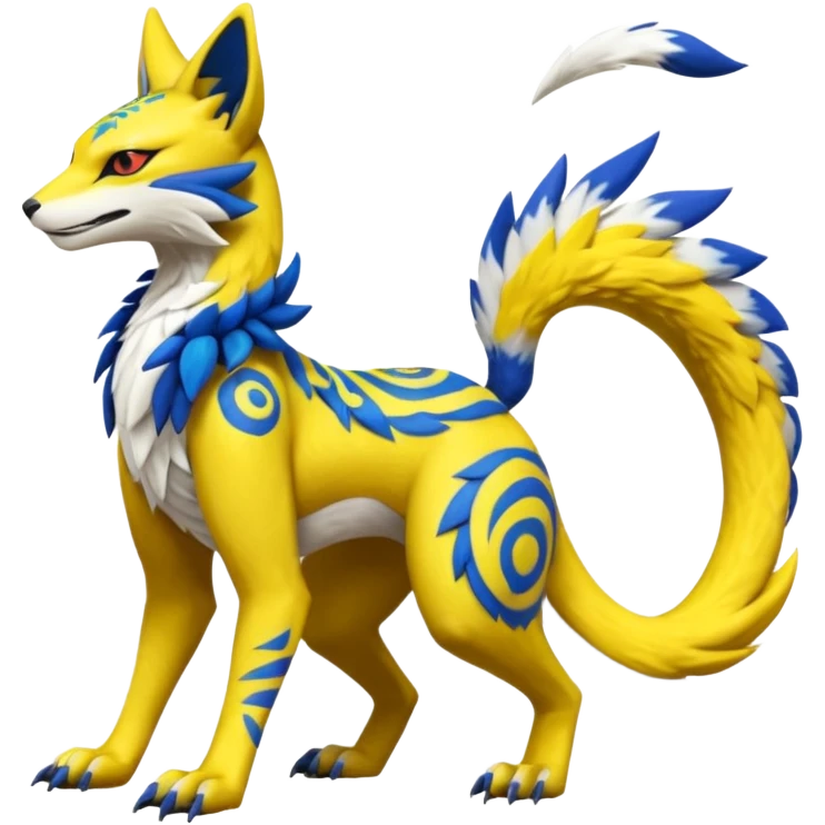 Tribal Tropical Renamon-Zeraora-Bastet-Latias-Vernid-Sergal-fusion-hybrid-creature emoji
