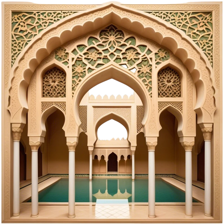 Alhambra – Cinematic Realistic Alhambra, depicted as a majestic Moorish palace with intricately carved arches, lush courtyards, and detailed tile work, bathed in soft golden light and dynamic shadows that highlight its opulent historical beauty. emoji