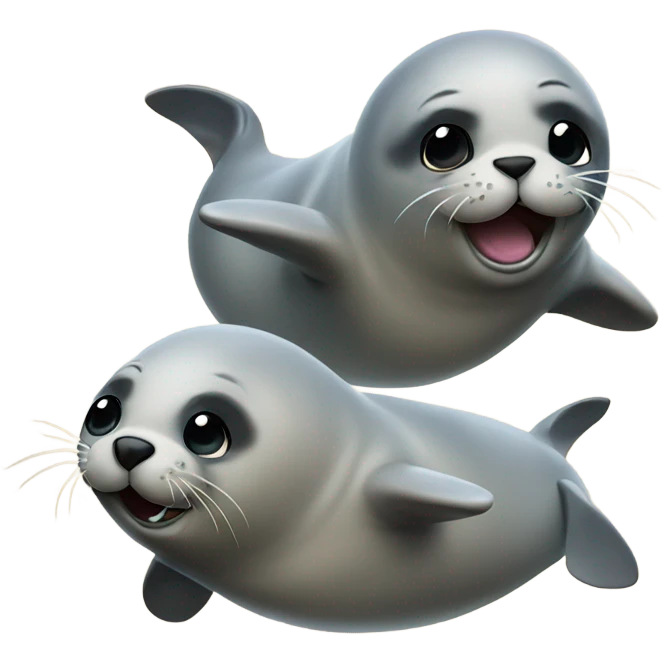 two seals flying like superheroes emoji