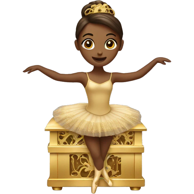  brown ballerina in a gold music box emoji