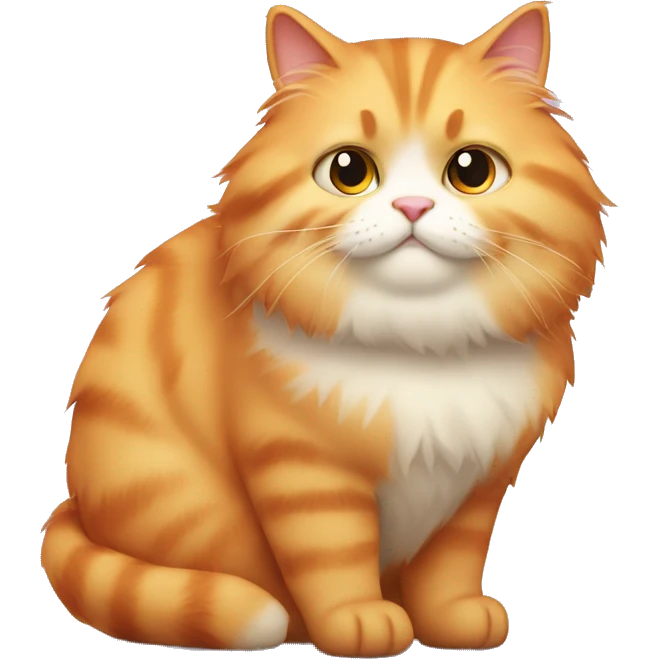 Fluffy light orange fat cat emoji