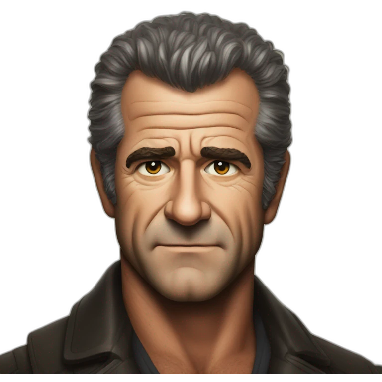 Mel Gibson portrait without smile emoji