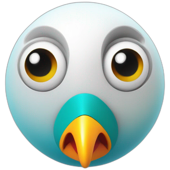3d sphere with a cartoon Parrot skin texture with big childish eyes talking emoji
