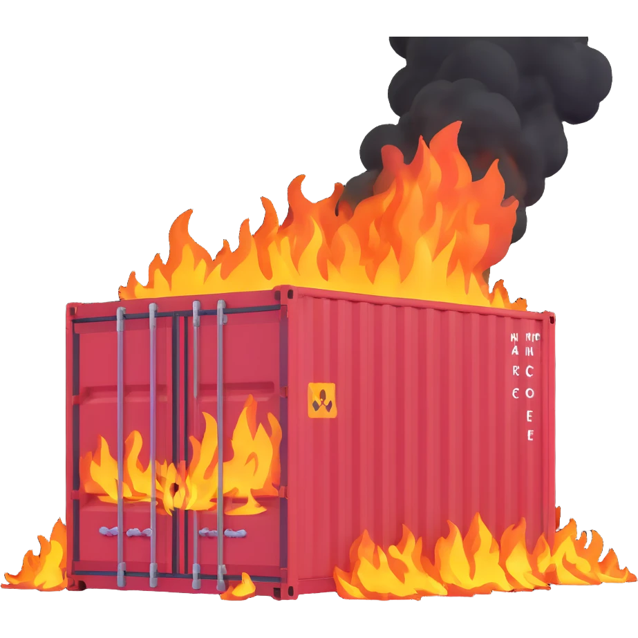 shipping container on fire emoji