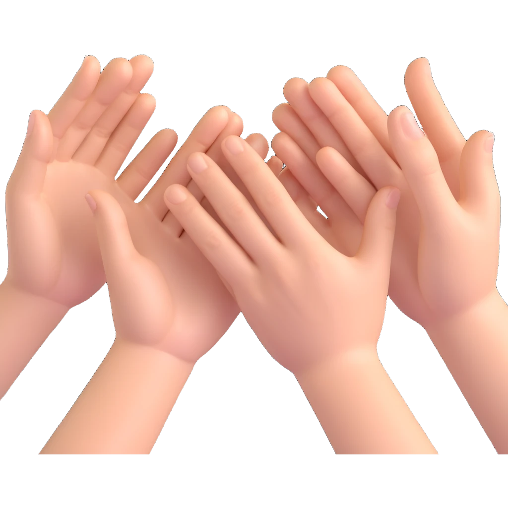 yellow emoji style Realistic hands clapping, joyful celebration, focus on hands, motion blur, bright background emoji
