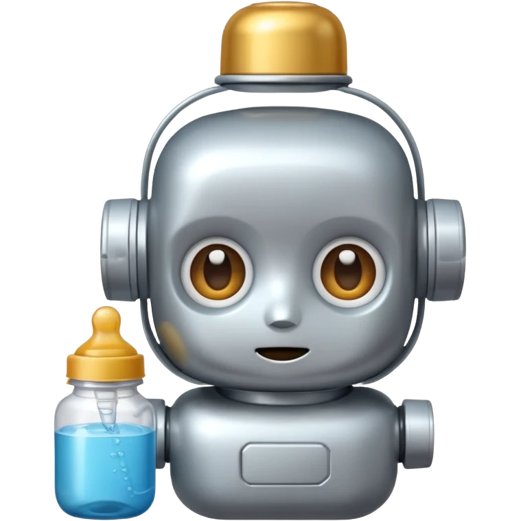 Lil cute bot face with a baby-like bottle  emoji