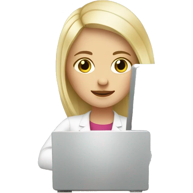 white blonde girl working on the computer  emoji