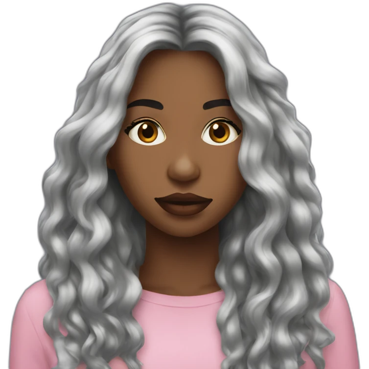 Young Black women lips long hair emoji