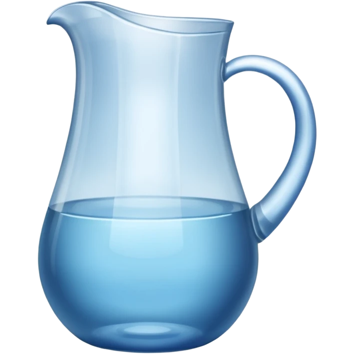A water pitcher, transparent, slightly blue water, no lid, no droplets, tall, without a handle or spout.
 emoji