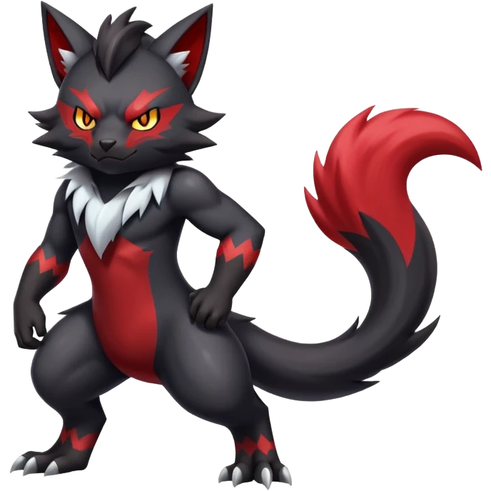 Shiny Dark Badass Handsome Torracat-Zoroark full body emoji
