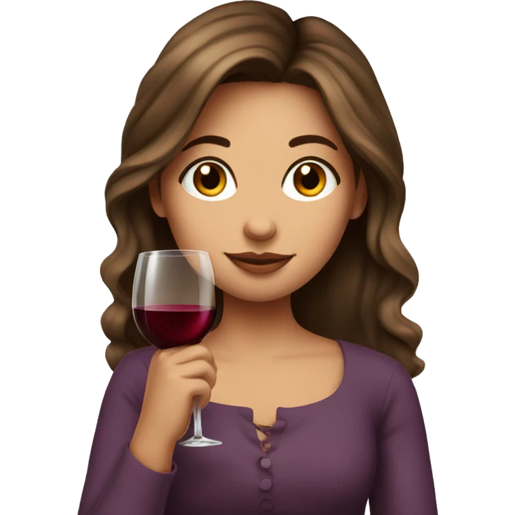 Pretty girl with brown hair sipping on wine  emoji