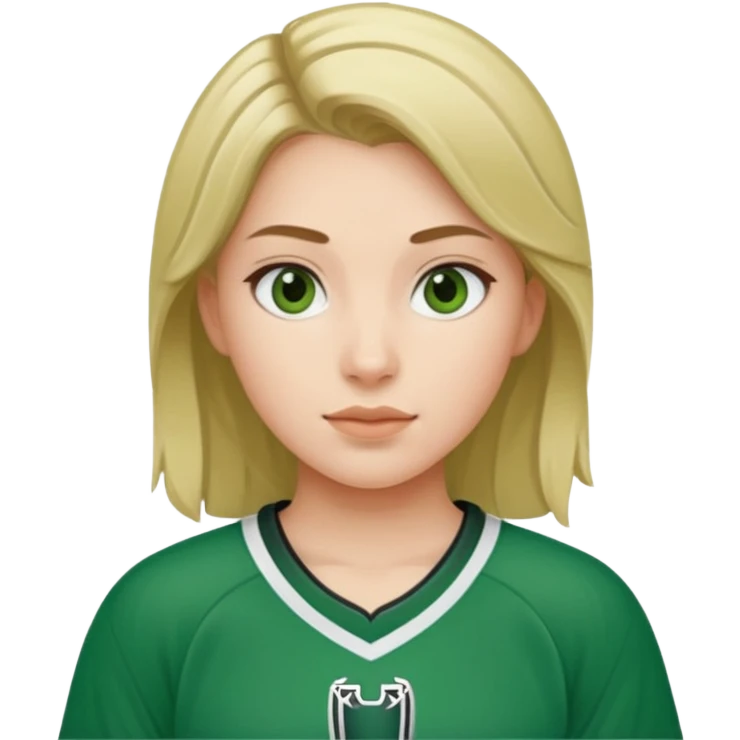 Girl hockey player with green jersey emoji