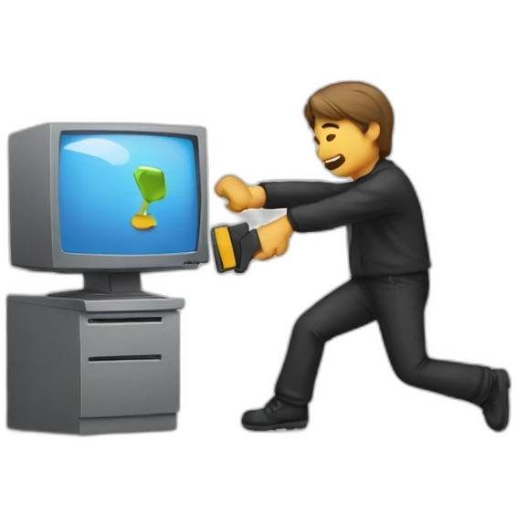 man throwing computer emoji