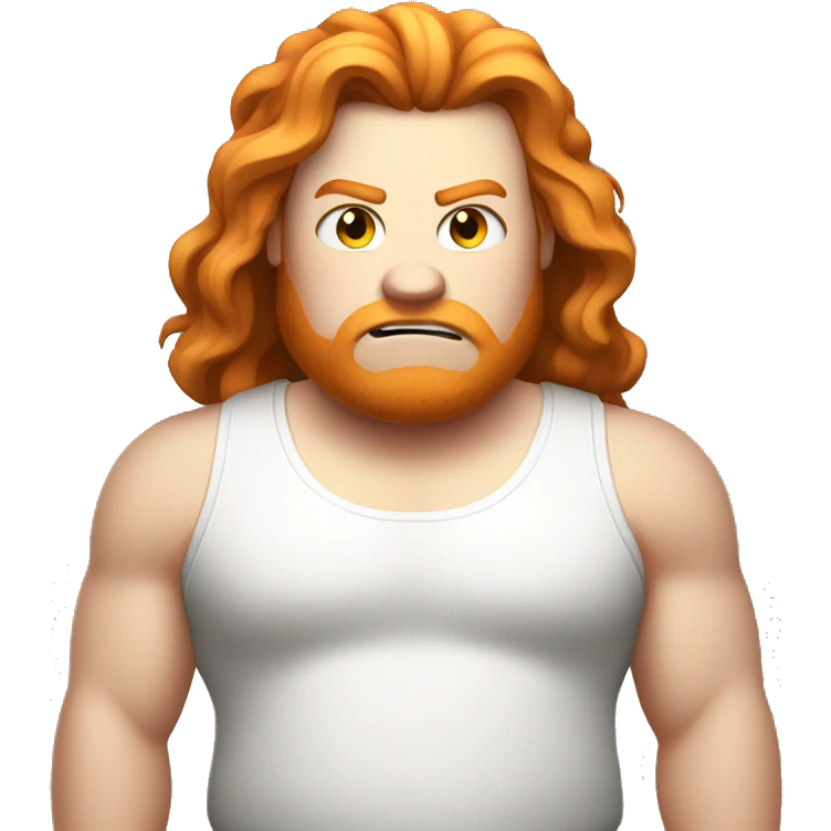 fat ginger teenager with long hair and white tank top angry  emoji