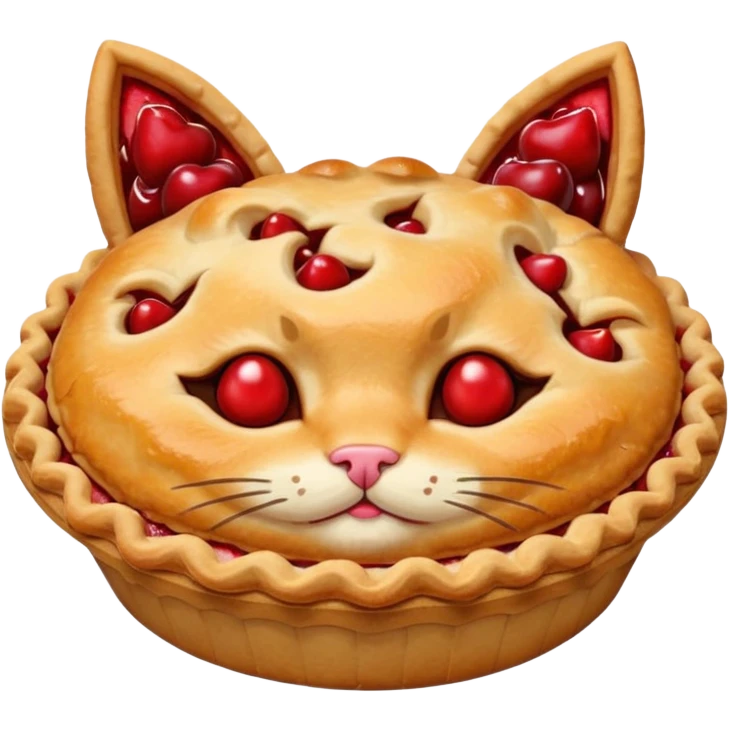 cherry pie with cat ears emoji
