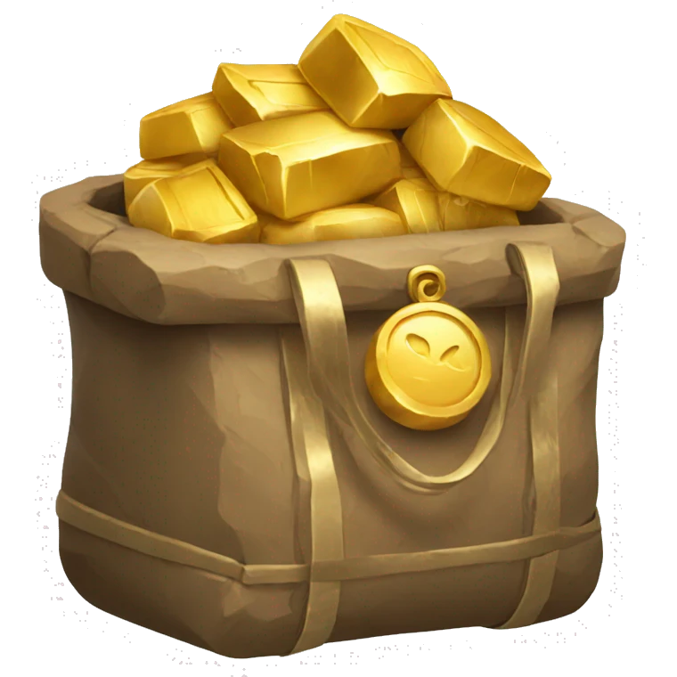a bag of gold, wood and stone emoji