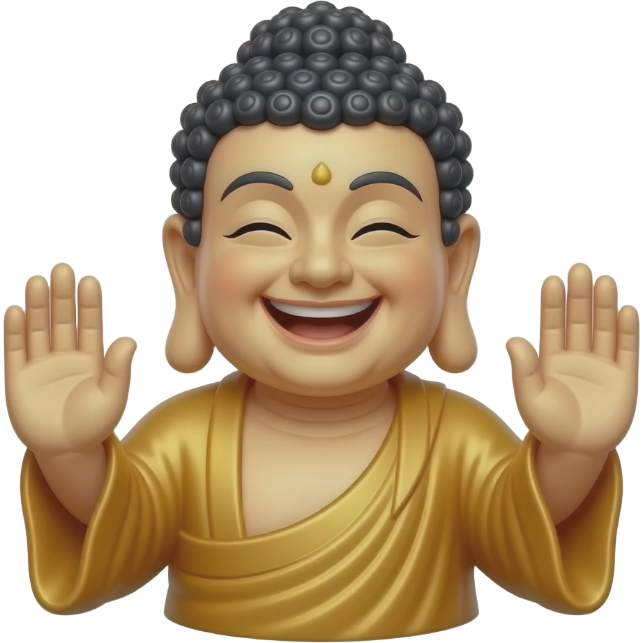 laughing buda with stright hands up emoji