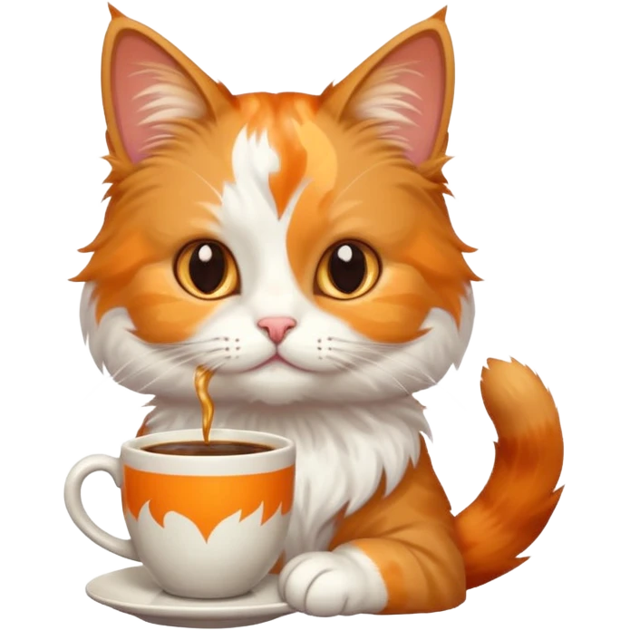 A cute cat drinking coffee emoji