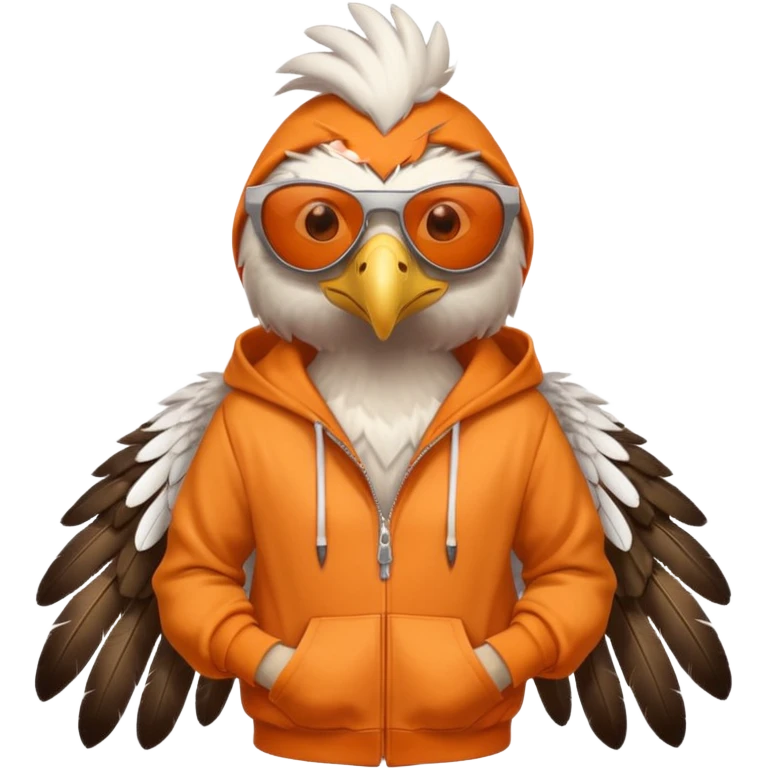 eagle with orange hoodie wearing sunglasses emoji
