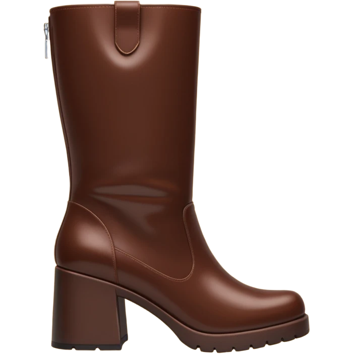 chocolate brown y2k boots block heeled, side zipper emoji