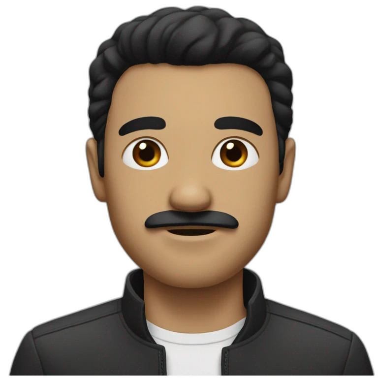 man with straight black hair and a little black mustache emoji