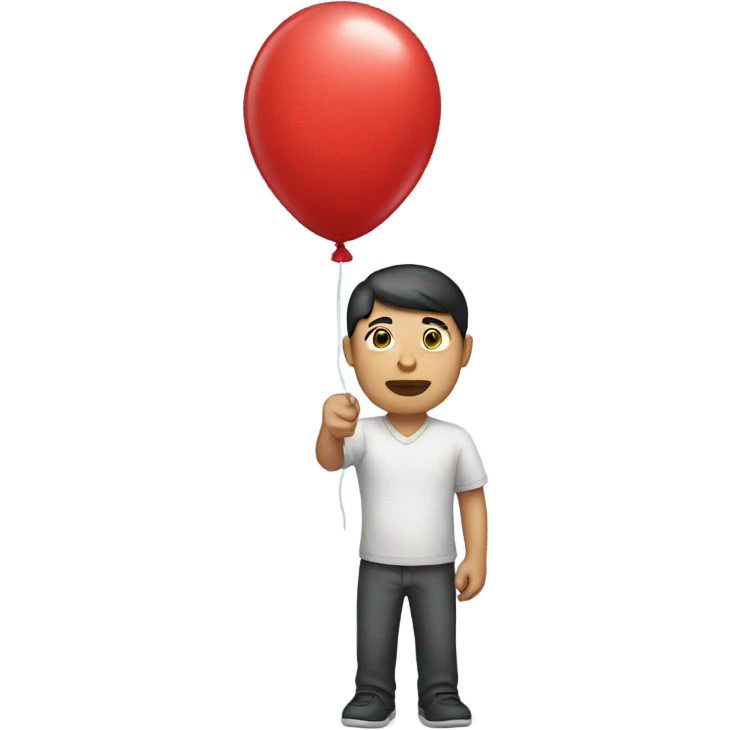 Asian man holding red balloon  emoji
