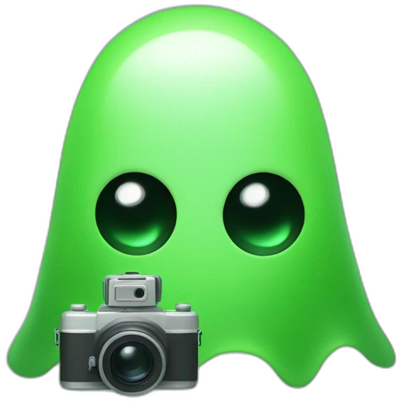minimalism green ghost with camera emoji